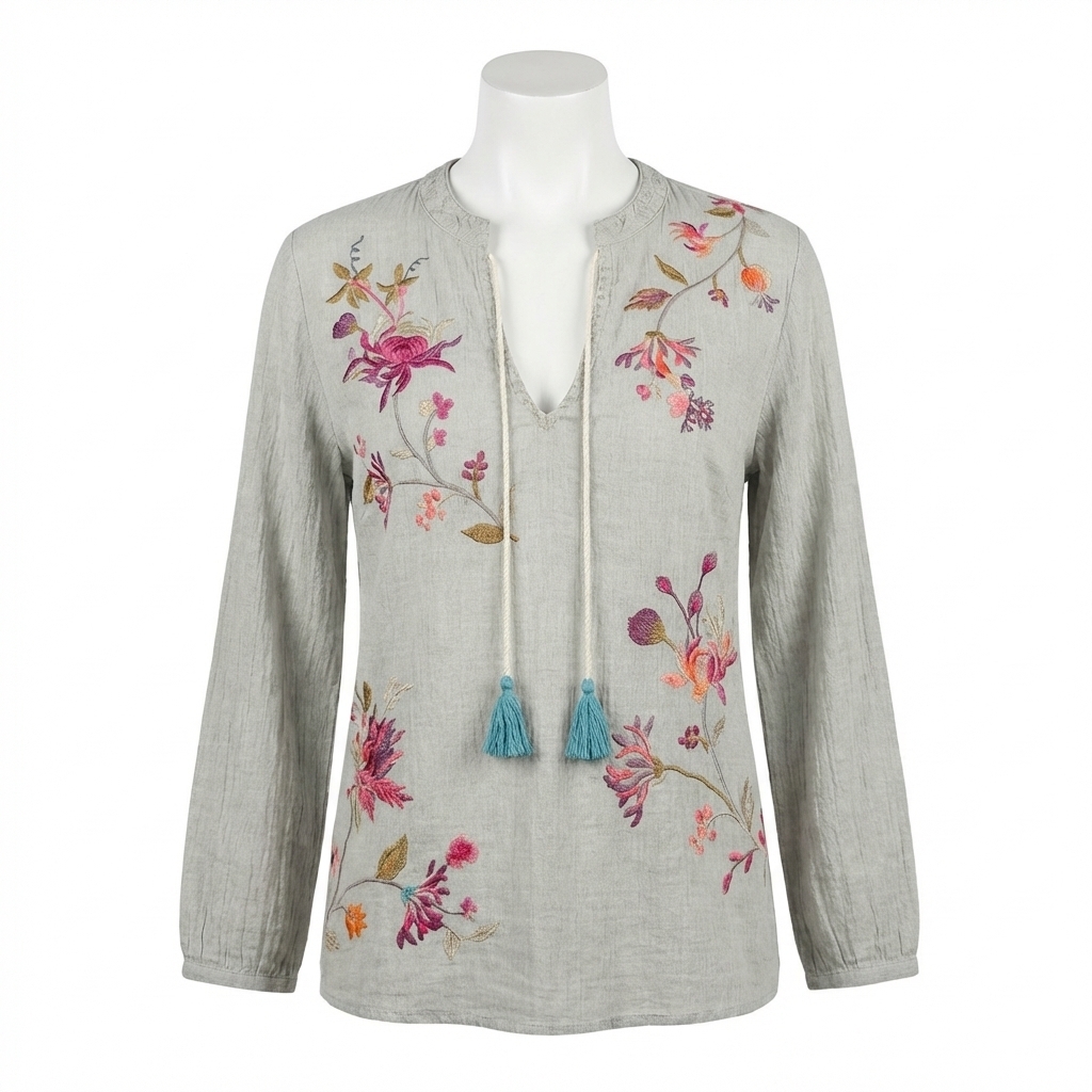 New Johnny Was Viviana Effortless Scarf Blouse In Mint